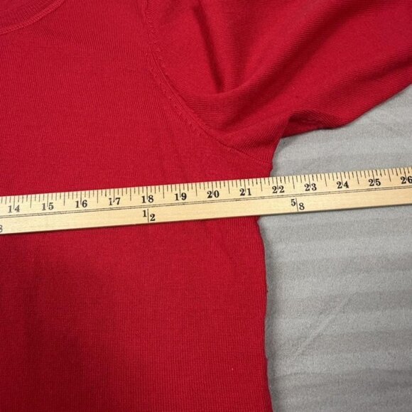 Ellen Tracy Sweater Womens 1X Red Merino Wool Crewneck Long Sleeve Pullover - Picture 5 of 9